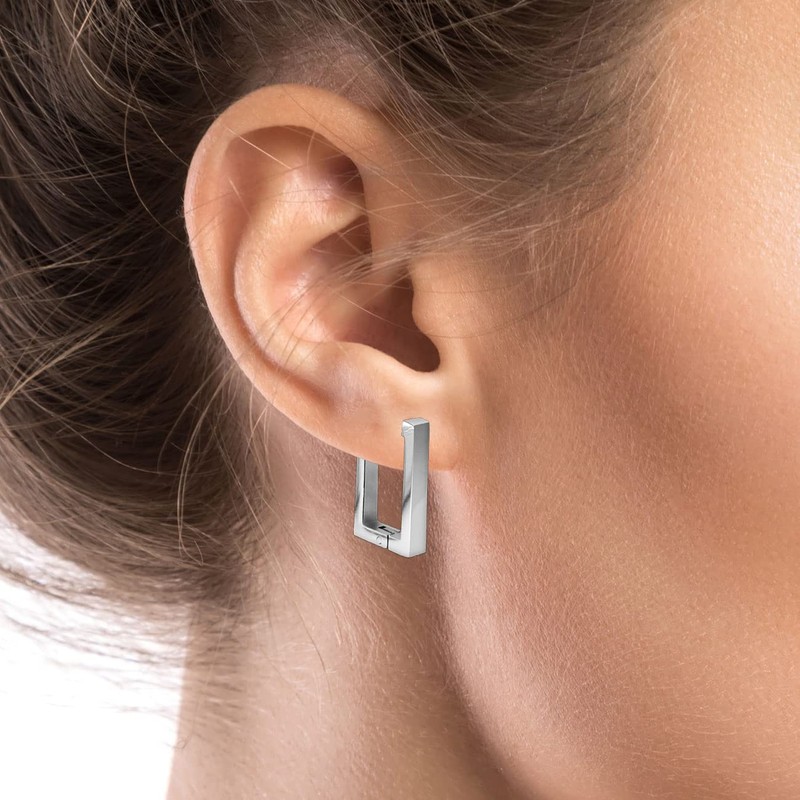 Soul-Cats 1 pair of rectangular hoop earrings made of stainless