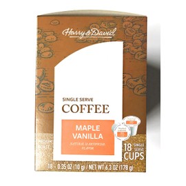 Harry & David Maple Flavored Coffee - 18 Single Serve Coffee Pods Per Box – Various Flavor Options (Maple Vanilla)