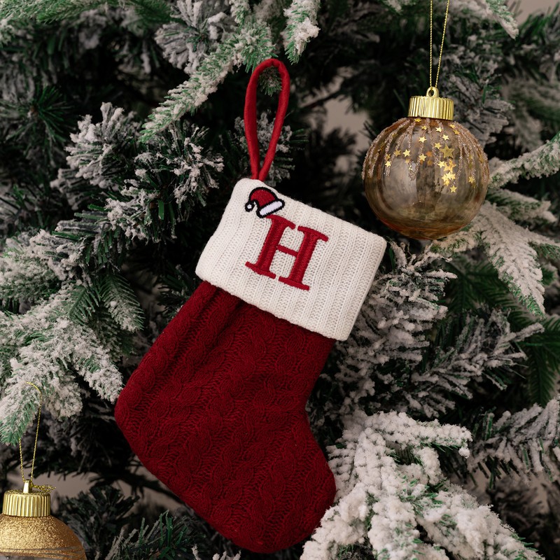 Christmas Stocking – Green A-Z Letter Hanging Christmas Stockings, Christmas