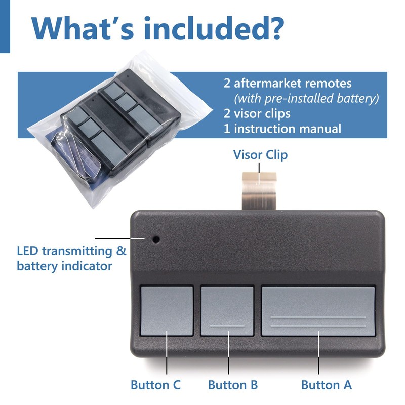 Solidremote Garage Door Opener Remote, for Chamberlain, LiftMaster 371LM 373LM