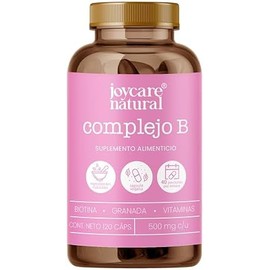 JOYCARE NATURAL Complejo B Suplemento Alimenticio Biotina Granda en Cápsula Vitamina B12 Ingredientes Naturales Vegano  Presentación Individual, 120