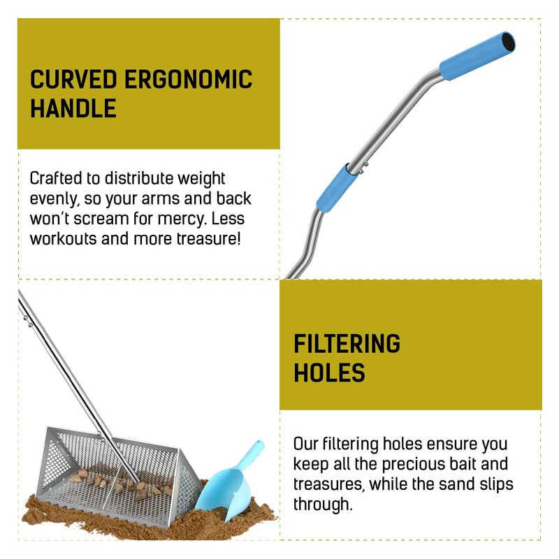 LOSTRONAUT Sand Flea Rake Pro, 52" Heavy Duty Beach Rake