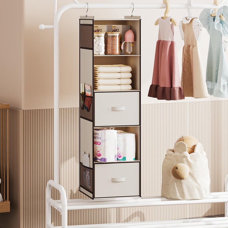 YOUDENOVA Hanging Closet Organizer, 5 Tier Hanging Closet Shelves with