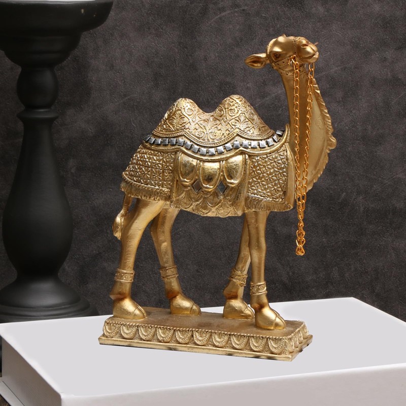Gold Brass Camel Figurine Small Statue Office Home Desk Decoration