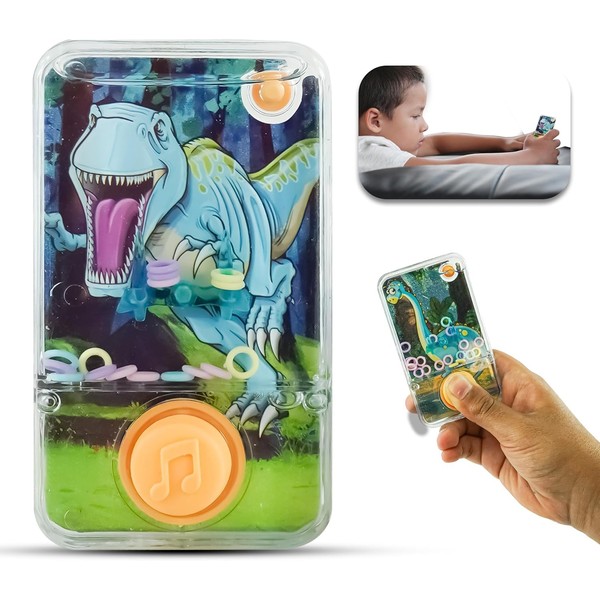 SRV Hub Dinosaur Water Ring Toss Game, Orange Handheld Arcade