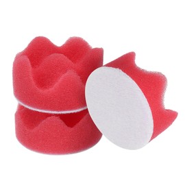 HARFINGTON 3pcs Buffing Sponge Pads 2" Polishing Wheel Waffle Finishing Grip Pad Car Buffer Polisher with Hook and Loop Back for Car Detailing Polishing Waxing, Red