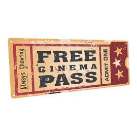 Home Cinema Metal Sign, Ticket to the Movie, Media Room, Family Room, Bar, Den Decor by OMSC