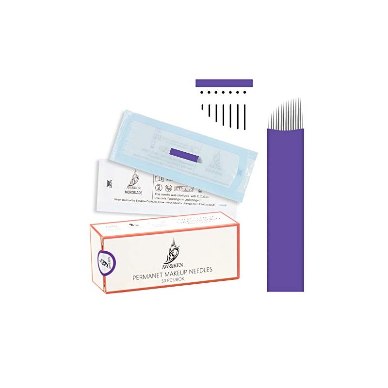 AWAKEN Microblading Needles 18 Pin Flat Sloped for Eyebrow Lips