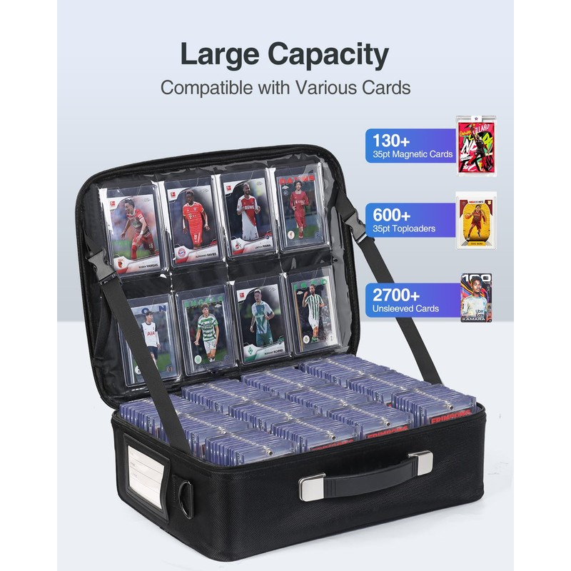 Luxtude Trading Card Storage Box w/Adjustable Dividers, Card Carrying Case
