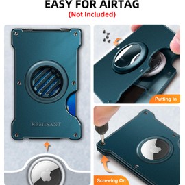KEMISANT Men Wallet, Slim Wallet Money Clip Gift Men Compatible with Airtag Or Standard Use, Expandable for 15Cards