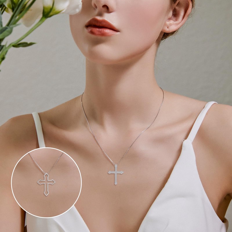 JBAERD Matching Cross Couples Necklaces 925 Sterling Silver BFF Necklace