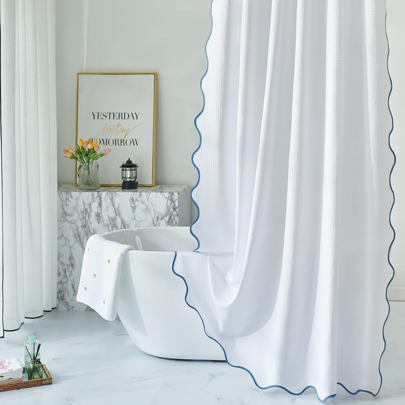 youngseahome Waffle Weave 230GSM Heavy Duty Fabric with Water Blue