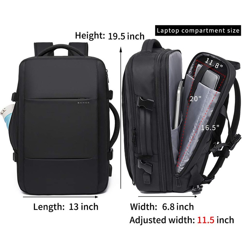 BANGE 45L Expandable Backpack, Water Resistant, Suitable for Travel, College