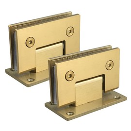 2pcs Heavy Duty 90 Degree Glass Door Cupboard Showcase Cabinet Clamp Glass Shower Doors Hinge Replacement Part Wall-to-Glass,Stainless Steel Brushed Nickel Gold (90 Degree)