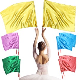 Mindsoft 10 Pcs 21.6" x 26.8" Praise Dance Worship Flags with Scalable Rod Rectangle Angel Wing Flag Church Banderas de Danza Praise Church Flags for Worship Dance Team Outdoor Performance (Color 2)