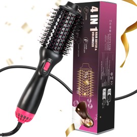BNEHHOV Warmluftbürste Rundbürstenföhn One-Step Föhnbürste zum Haartrockner 4 In 1 Heißluftbürste mit 3 einstellbare Temperaturen & 2 Windstärken Volumenbürste Glättbürste Lockenbürste