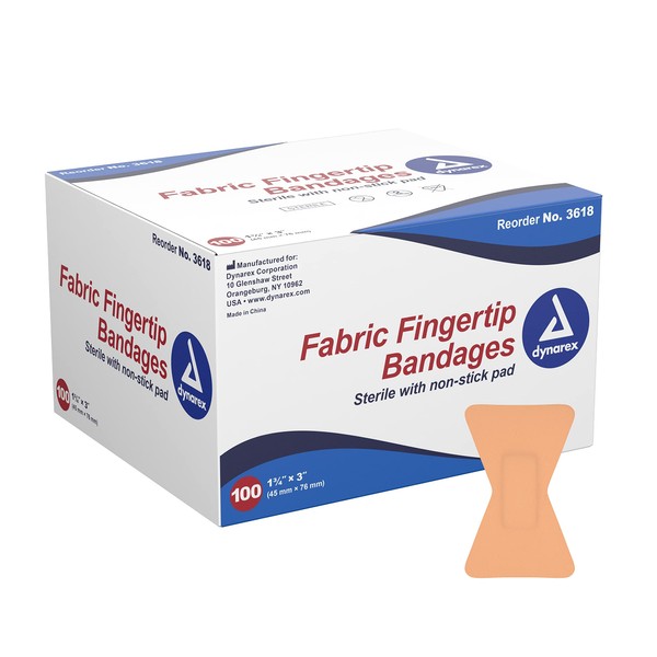 Adhesive Bandage, Fabric Fingertip 1.75"x 3", St, Box/100