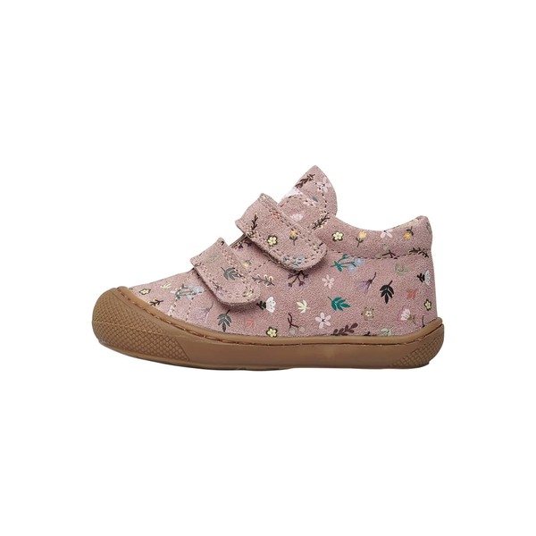 Naturino Cocoon VL-Suede First Steps Shoes with Flowers, Pink
