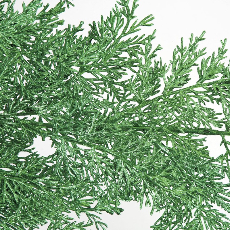 SilksAreForever 24" Metallic Artificial Cedar Stem -Green (Pack of 12)