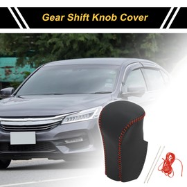 REPAIROCK Anti-Slip Gear Shift Knob Cover Car Stick Shifting Handle Protector for Honda Accord 2008-2012 Black Red Faux Leather