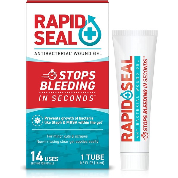 Rapid-Seal Antibacterial Wound Gel (1 Count) | Stops Bleeding in Seconds, Ideal for Minor Cuts and Razor Nicks