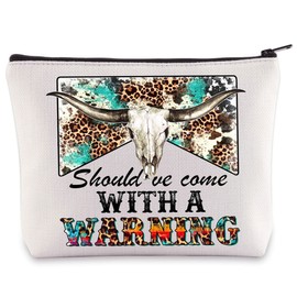 BWWKTOP Country Singer Cosmetic Makeup Bag Country Music Lover Gift Should 've Come With A Warning Song Lyrics Zipper Pouch Bag For Women Girls (Warning)