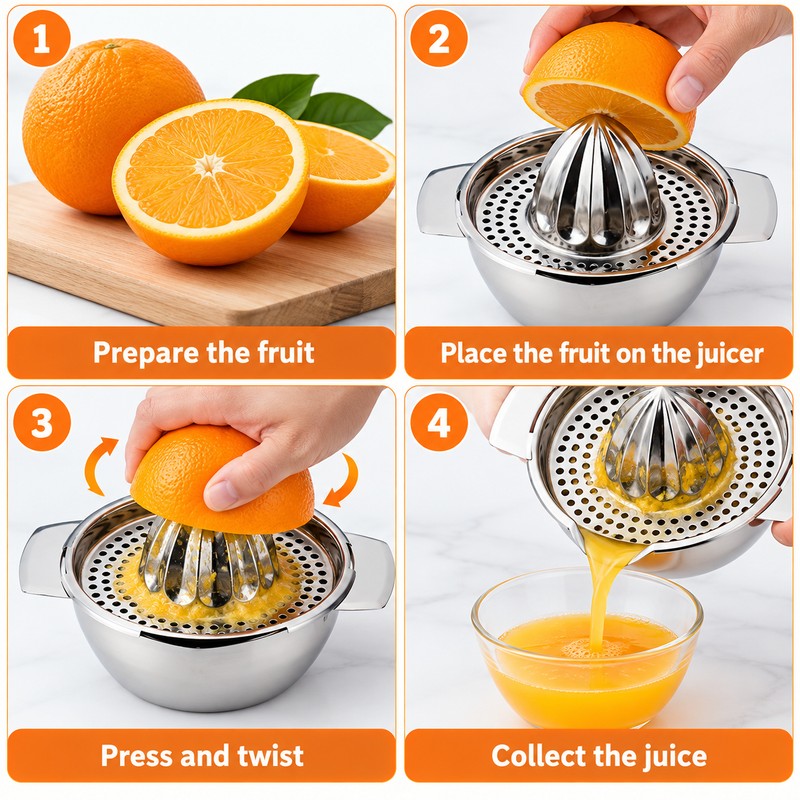 Manual Citrus Juicer for Fresh Juice – 43.96 oz Stainless