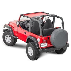 MasterTop Mesh Bimini Summer Soft Top in Red Fits 1997-2006 Jeep TJ Wrangler|Includes Easy Install Strap and Buckle Attachment|14200202