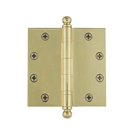 Nostalgic Warehouse 728378 4.5" Ball Tip Heavy Duty Square Corners Door Hinge, Polished Brass, 1 Count (Pack of 1)