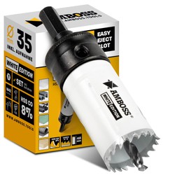 Lochsäge 35 mm - Amboss Bi-Metall (inkl. 6-kant Standard-Aufnahme) ideal für Hohlwanddose, LED-Spot, Steckdose in Gipskarton/Holz