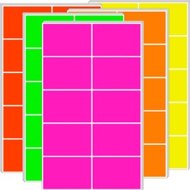 Colored Labels Stickers 3 x 2 Inch 5 Fluorescent Color Moving Labels Rectangular Color-Coding Label - 200 Labels