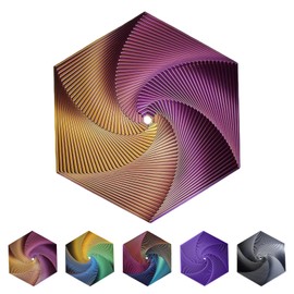 Fractal Fidget Hexagon-3D Printed Hexagon Fidget Toy, Infinity Cube Sensory Toys for Adults, Desk Spinning Toy, Hexagon Spiral Visual Fingertip Toys for Stress Anxiety (5.75in) (Red-Gold-Purple)