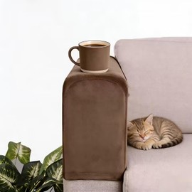 Velvet Recliner Cover for Sofa & Chair, 2PCS Khaki Stretchy Furniture Protectors, Luxe Elastic Slipcovers for Couch Arms, Machine Washable Soft Armrest Covers