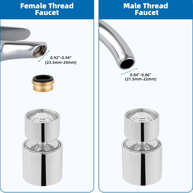 Hibbent NSF/ANSI/CAN 61 Certified Faucet Aerator, CUPC Certification 360° Swivel