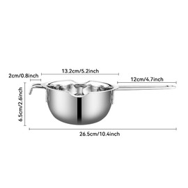 Double Boiler Pot, Stainless Steel Melting Bowl for Melting Chocolate, Candy, Butter, Cheese, Caramel and Soap, Wax Making 400ML/13oz Capacity