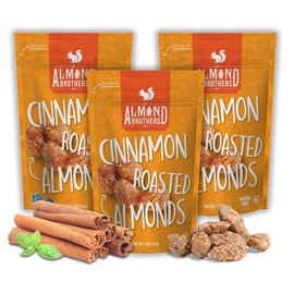 Almond Brothers Roasted Almonds - Hand Crafted Cinnamon Glazed Roasted Almonds, Gluten-Free, Non-GMO, Candied Almonds, Gourmet Almond Snack - Cinnamon Roasted Almonds, (5oz, 3 Pack)