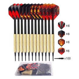 Liebste House Darts, Introductory Set, 0.6 oz (16 g), 12 Pieces, 24 Flights, 100 Tips, Dart Drive Home, Dart Set, Soft Darts, Dart Case Set, Beginners, Home Use