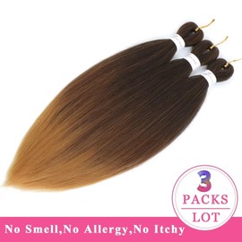 Msloosily Ombre Braiding Hair Pre Stretched 20inch 3packs 1b/30/27 Honey Blonde Braiding Hair Pre Stretched Synthetic Braiding Hair Extensions Hot Water Setting(#1b/30/27,3Packs,20inch)