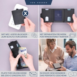 VON HEESEN Credit Card Holder Credit Card Holder, Black (Waxy), XXL coin compartment