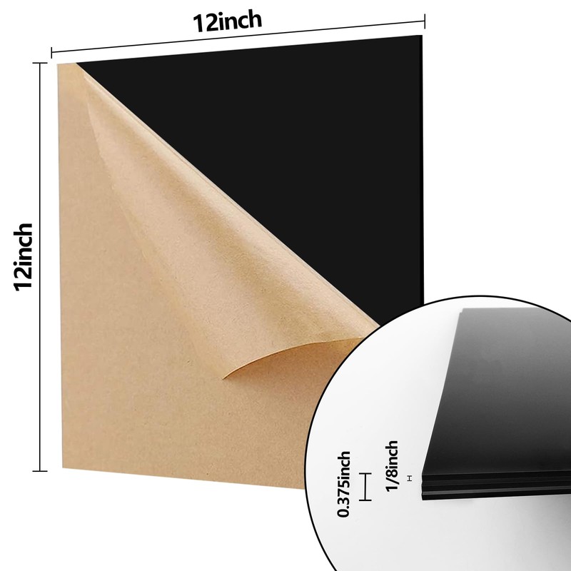 Frddiud 3 Pcs Black Transparent Acrylic Sheets, 12 x 12