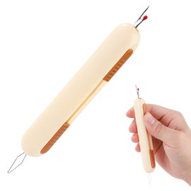 MGAUYA Cross Stitch and Weaving Process Products, The Latest 2-in-1 Thread Remover, Threading and Thread Removal Tools, Used for Sewing Process Weaving and Thread Removal Products (Yellow)