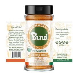 Kitchen Crafted - BLND Turmeric Powder Ashwagandha Golden Milk, Non-GMO Ayurvedic Delights Turmeric Golden Milk Powder, Use for Milk, Shakes, Smoothies, and Pilaf Rice, 8.8oz