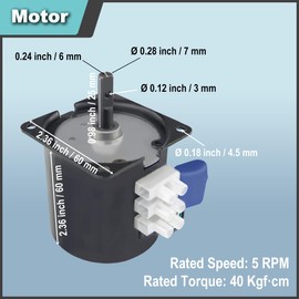 JYUDAUFU 60KTYZ Synchronous Motor 5RPM AC 220V CW/CCW Rotary Gear Shaking Permanent Magnet Motor with Bracket, 3-Position Switch, Spring Wire, for Electric Appliances/Stage Lamp/Automation/DIY/Test