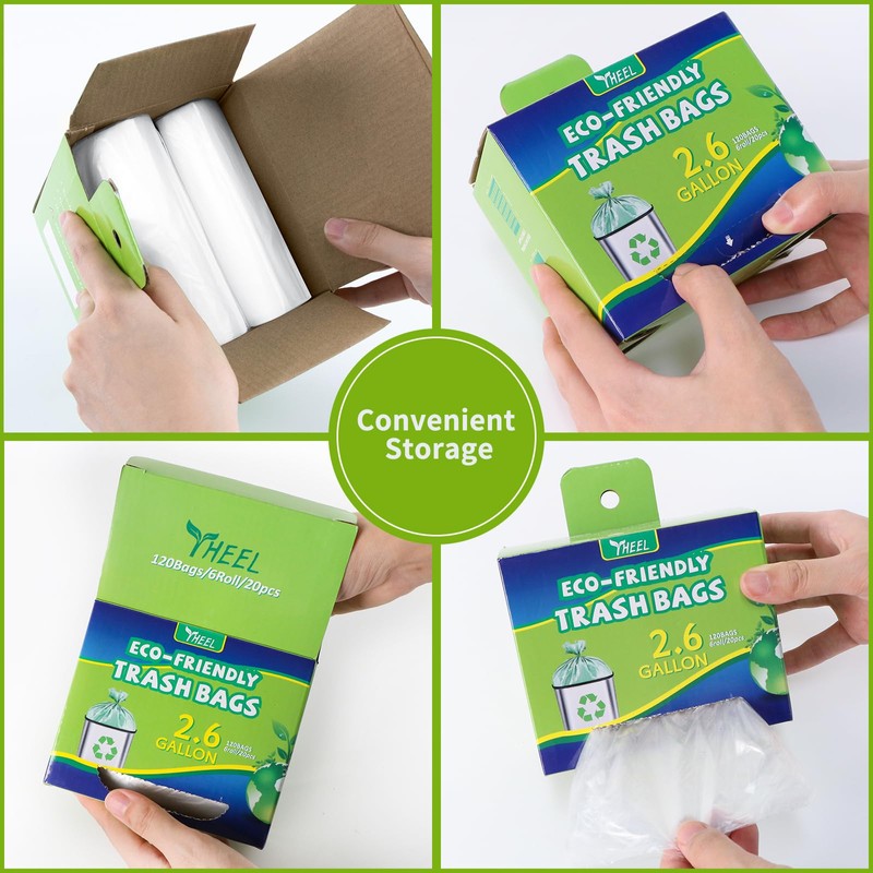 2.6-Gallon Small Trash bags: Clear Bathroom Trash Bags Small Garbage