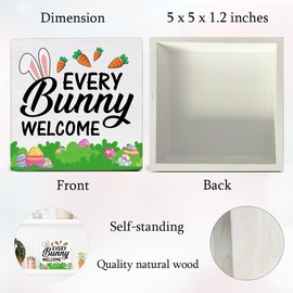 Easter Decor Every Bunny Welcome Wood Sign Farmhouse Home Desk Tabletop Shelf Decor Easter Decorations 5 x 5 Inches