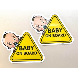 2 x Self Adhesive Boy Baby on Board Sign Colorful Sticker Car Window Or Body Decal Carwash Safe