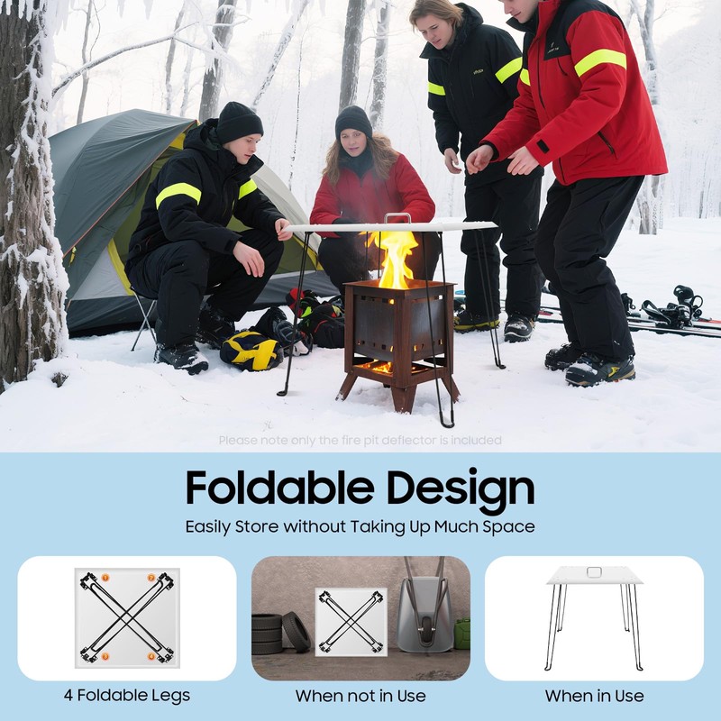 Jiabailie Fire Pit Heat Deflector,24" x 24" Stainless Steel Fire