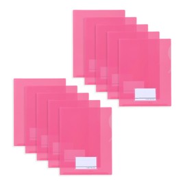 Sekisei CLK-2404-1-21 Clear Folder, Seal-Look, Wide Folder with Business Card Pocket, Pink, Pack of 10