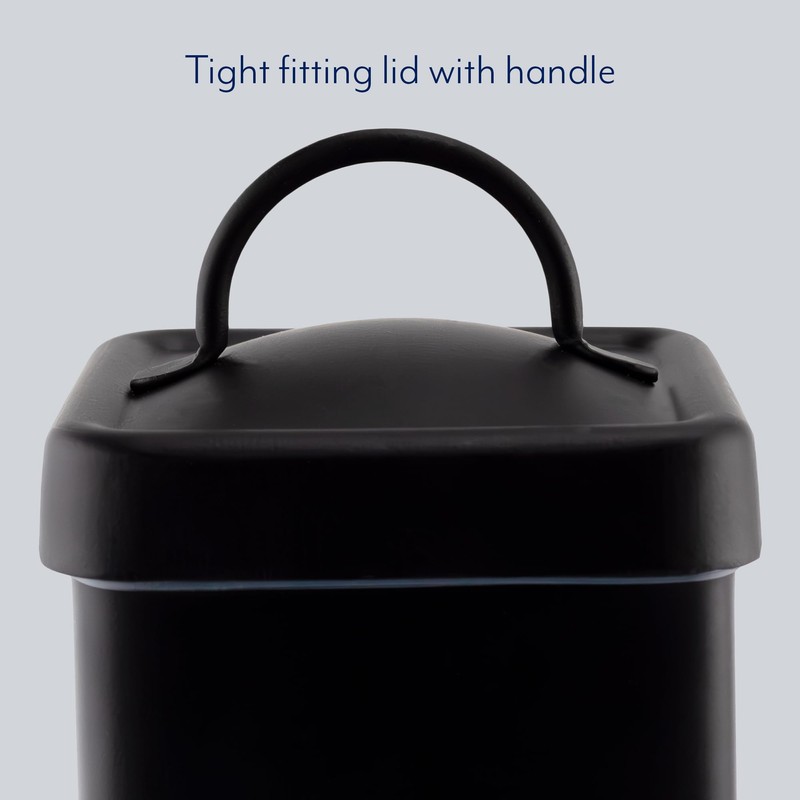 AuldHome Design Enamelware Fireplace Matches Holder (Black), Farmhouse Storage Container