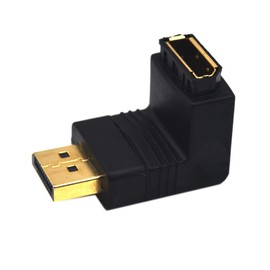 Kework DisplayPort Extension Adapter with Connector Clasp Control Button, 90 Degree Downward Angle DisplayPort Male to Female Connector Coupler, Support 4K*2K and 3D Display (Downward)